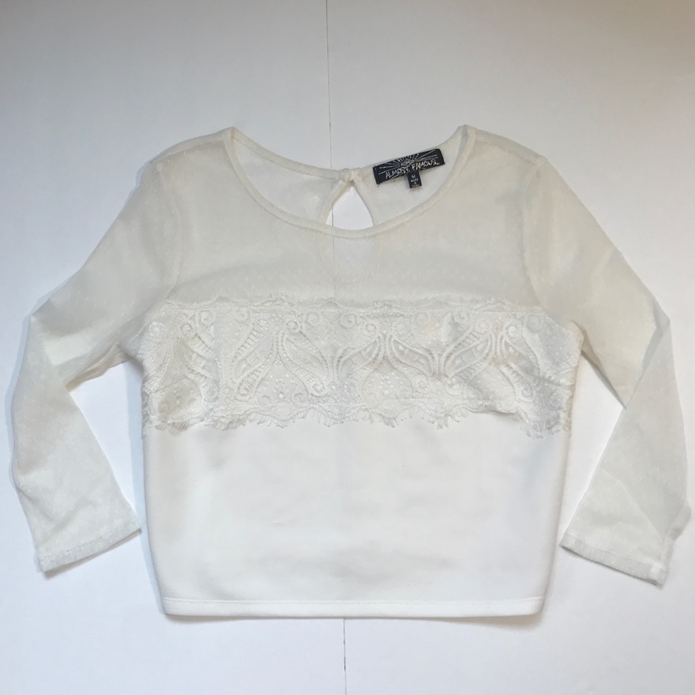 White Sheer Lace Crop Top